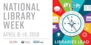 Libraries Leas National Library Week 2018 logo, a colorful compass