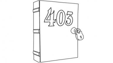 sketch of a book with a padlock and 403 on the cover