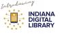 IDL logo, an e-reader in the middle of the iconic Indiana state flag star field