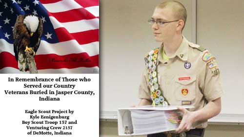 Book cover and photo of young man in scout uniform holding a foot-thick binder.
