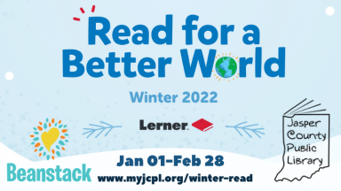 Read for a better world. Sponsored by Lerner publishing, Beanstack and JCPL. 